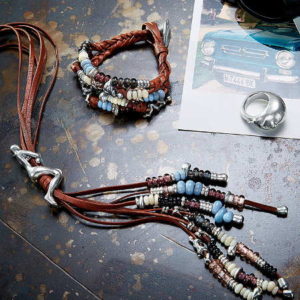 Statement leather necklace