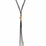 Leather Necklace Gold Climber Figure