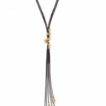 Leather Necklace Gold Climber Figure Leather Necklace Gold Climber Figure