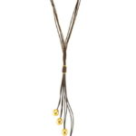 Leather Necklace Dangling Golden Balls