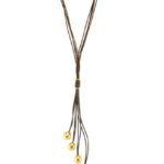 Leather Necklace Dangling Golden Balls Leather Necklace Dangling Golden Balls