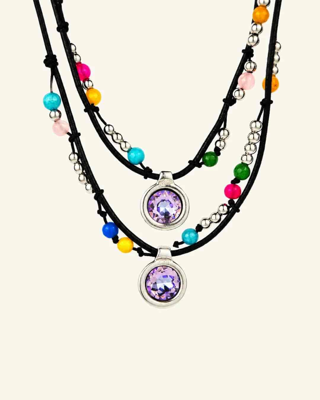 Colorful Choker Chain Crystal Necklace Multicolor Choker Crystal Necklace