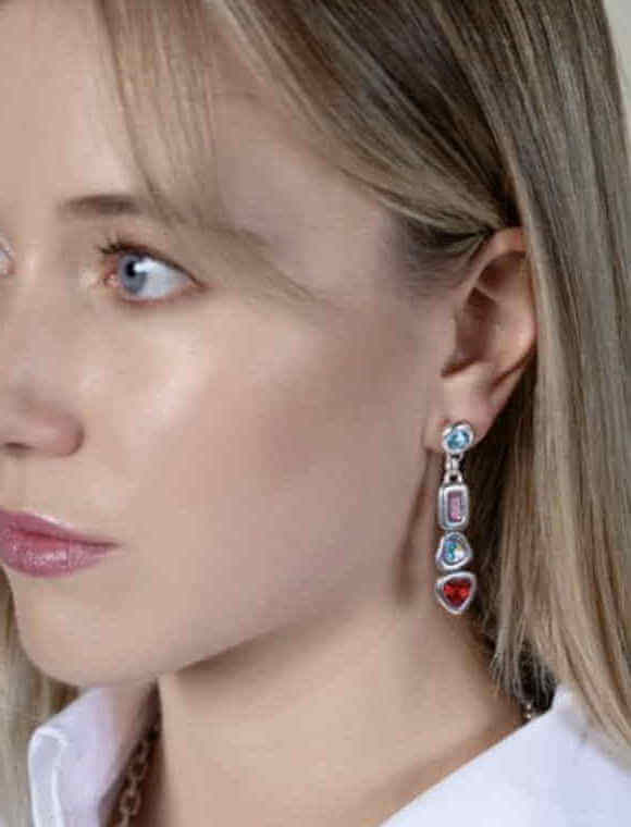 Crystal Heart Earrings Colorful Crystal Heart Earrings