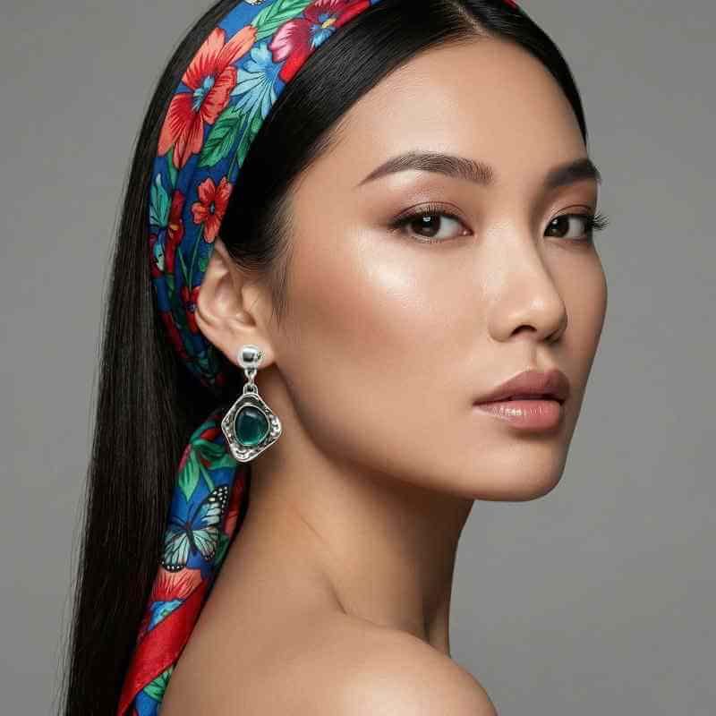 Hammered Silver Earrings Crystal Turquoise Silver Earrings Turquoise Stone