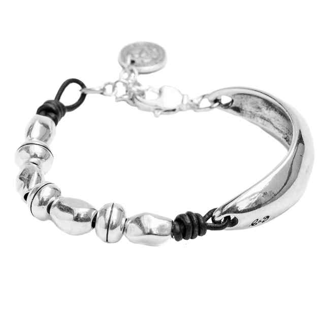 Semi cuff silver bracelet combined with chunky beads Half Cuff Silver Bracelet