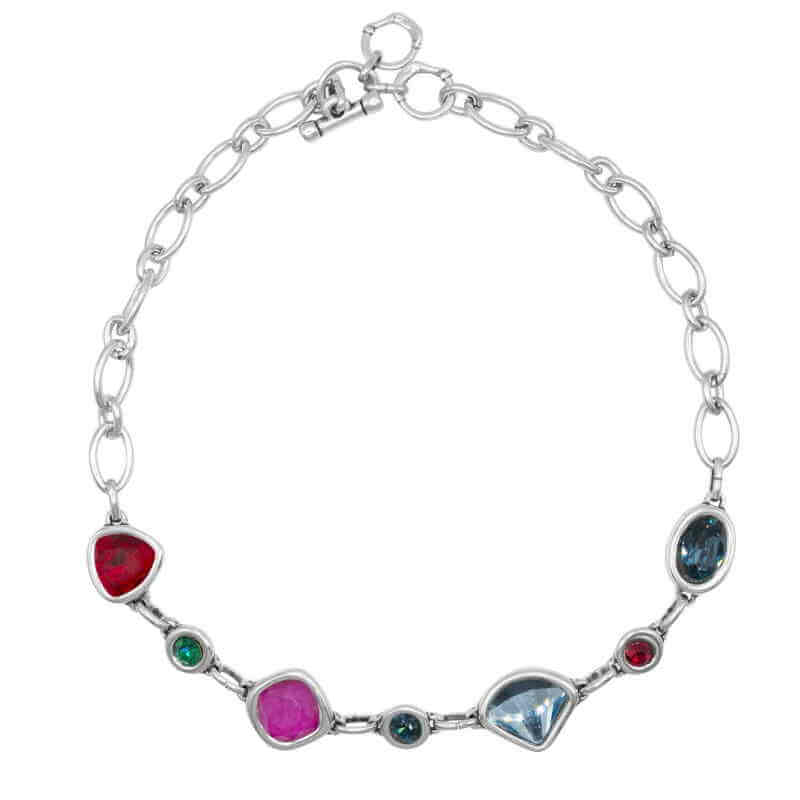 Colorful Choker Chain Crystal Necklace Multicolor Choker Crystal Necklace